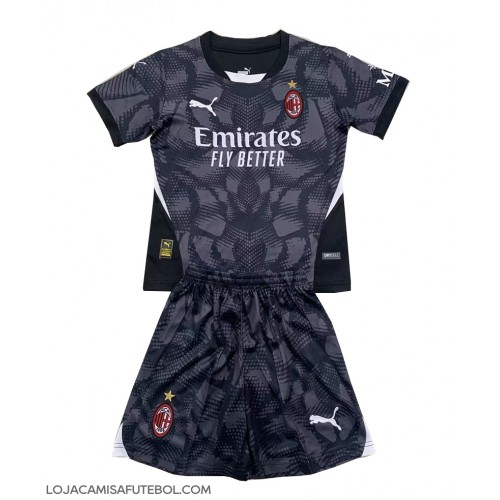 Camisa de Futebol AC Milan Goleiro Equipamento Principal Infantil 2024-25 Manga Curta (+ Calças curtas)